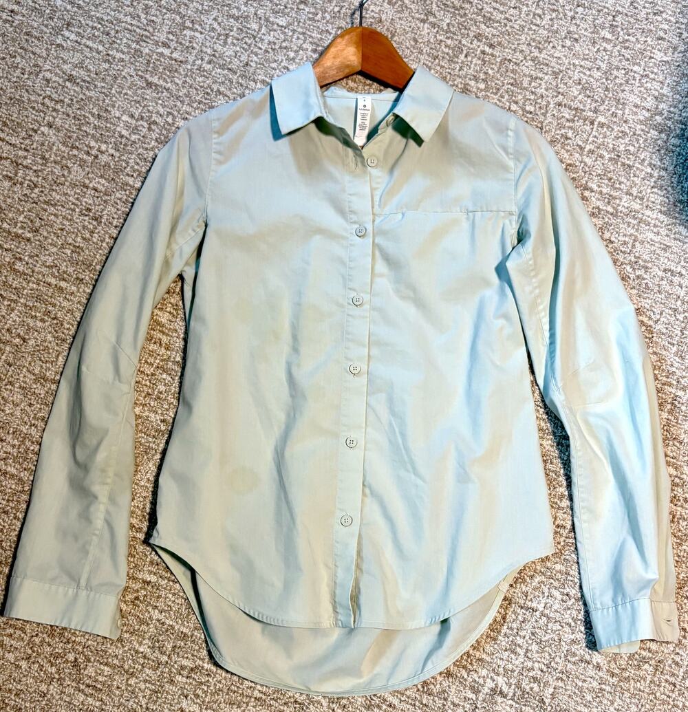 LULULEMON Full Day Ahead Shirt Long Sleeve Button Up Back Pleat Springtime 4